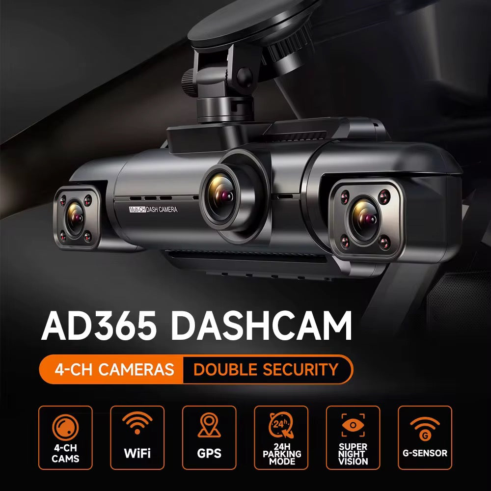 Dash Cam 4 Channel Front and Rear Inside, 360° Car Camera 4K UHD 