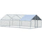 PawHut 9.8' x 19.7' Metal Chicken Coop, Galvanized Walk-in Hen House, Poultry Cage with 1.25