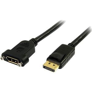 3ft (1m) Panel Mount DisplayPort Cable, 4K x 2K Video, DisplayPort 1.2 Extension Cable Male to Female, DP Extender Cord 