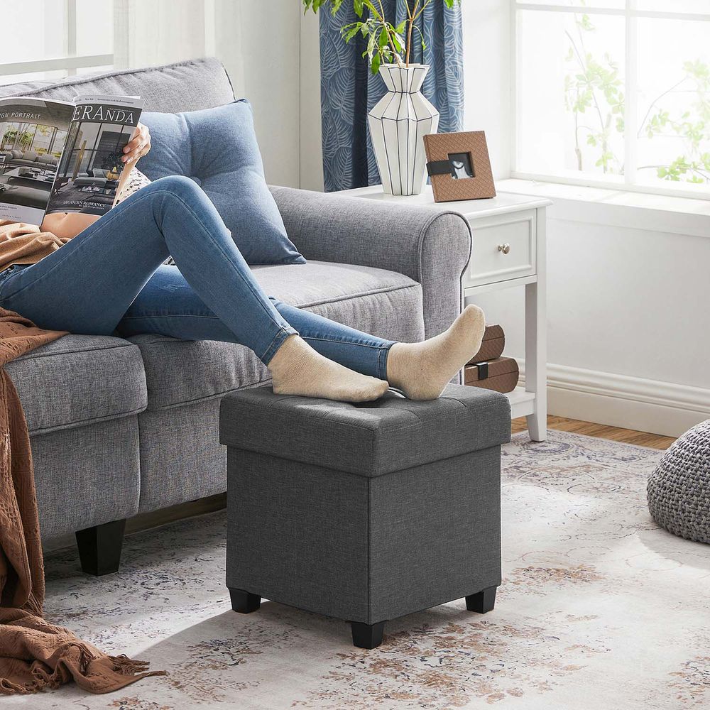 SONGMICS Small Ottoman Foot Rest with Legs 