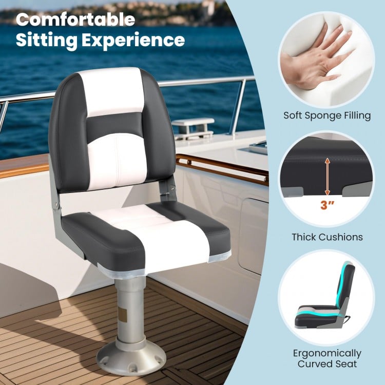 2-Pack Boat Seats with Thick Sponge Padding and Fixing Bolts