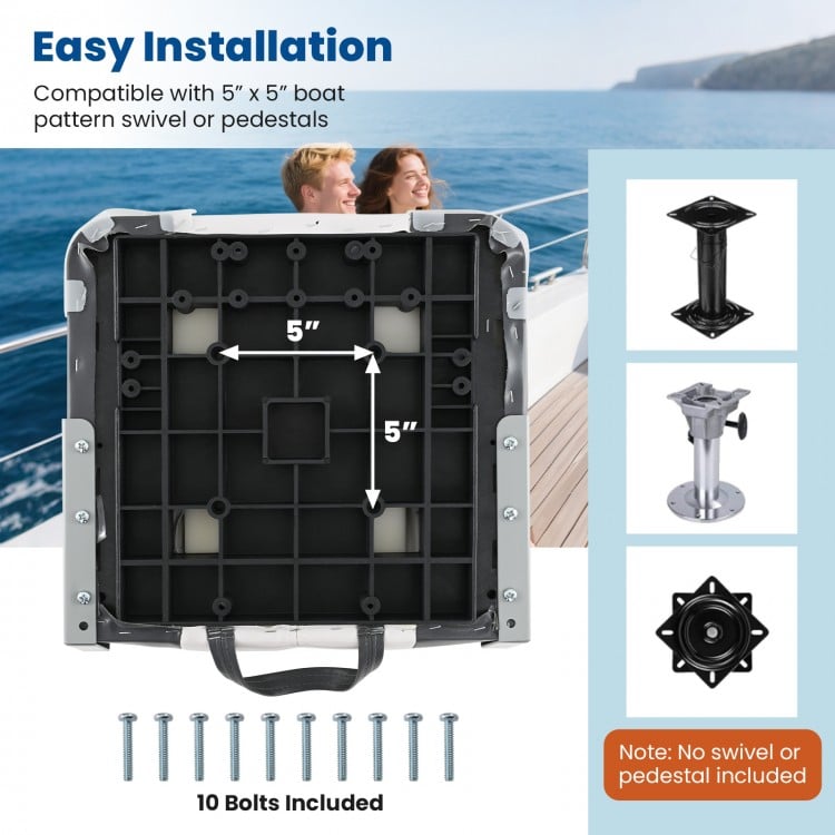 2-Pack Boat Seats with Thick Sponge Padding and Fixing Bolts
