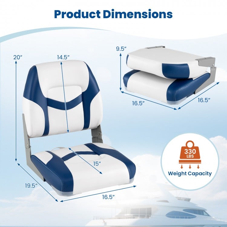 2-Pack Boat Seats with Fixing Bolts and Hinges