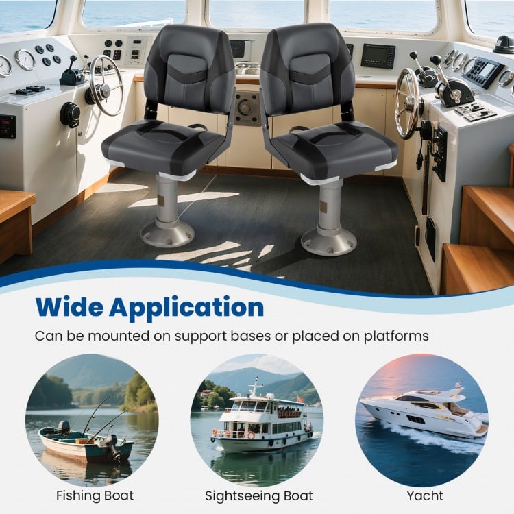 2-Pack Boat Seats with Fixing Bolts and Hinges