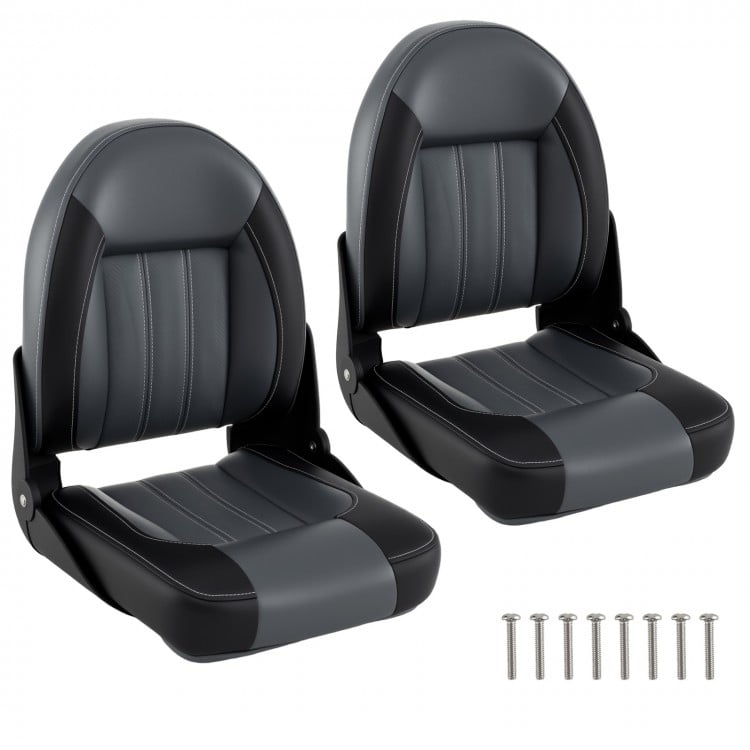 2-Pack Folding High Back Boat Chairs with Sponge Padding and Fixing Bolts