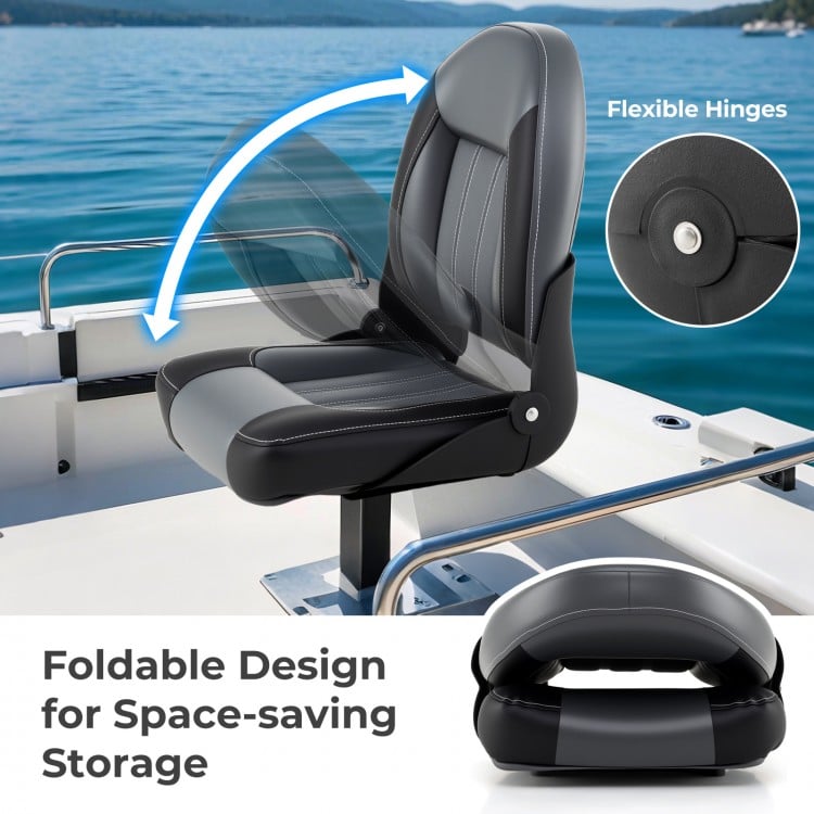 2-Pack Folding High Back Boat Chairs with Sponge Padding and Fixing Bolts