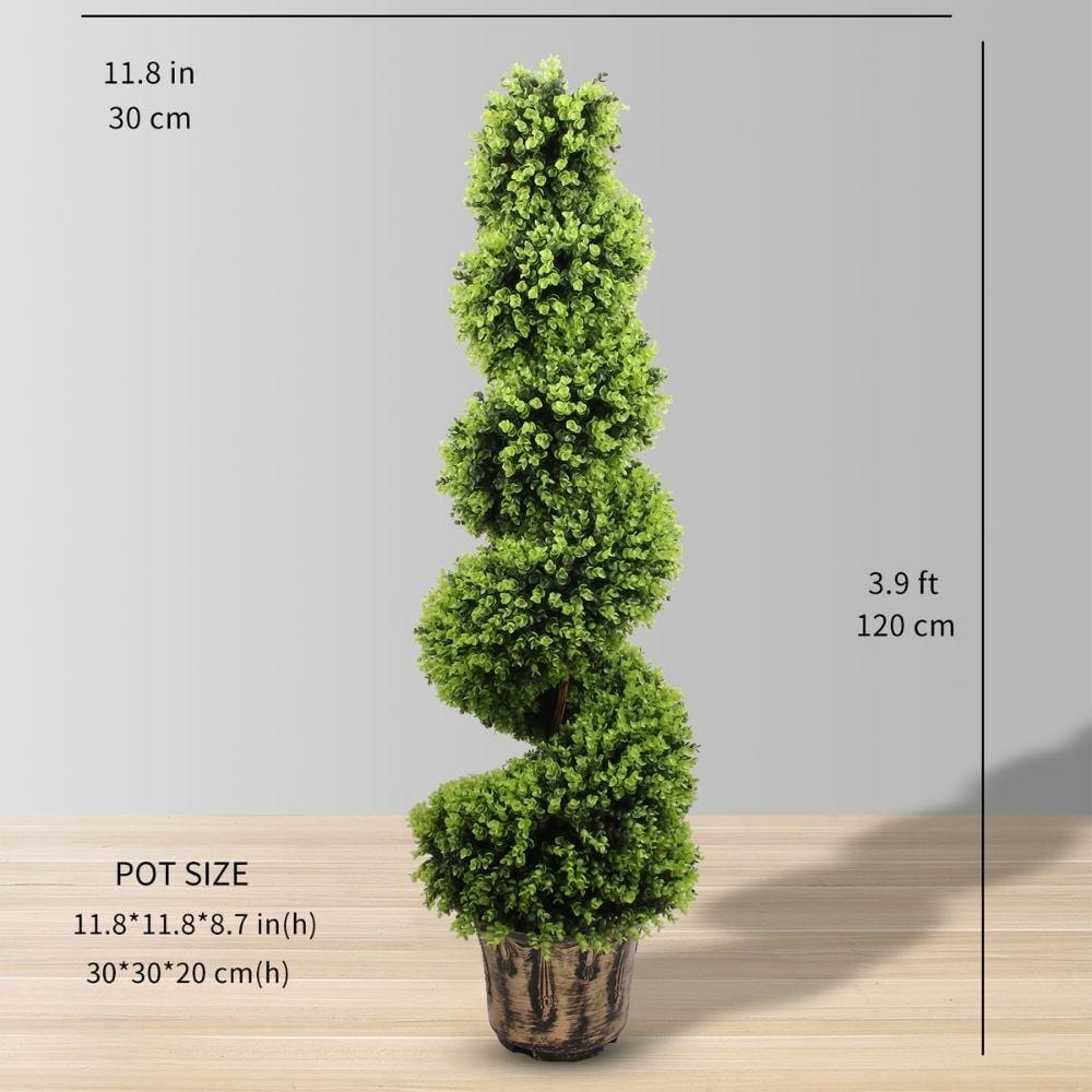 Wales Faux Potted Spiral Boxwood Topiary Plant (Multiple Sizes) 