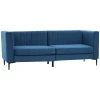HOMCOM Modern 3-Seater Sofa, 78" Channel Tufted Sofa Couch with Velvet Fabric Upholstery, Steel Legs and Bed Slats for Living Room, Bedroom and Flat, Blue 