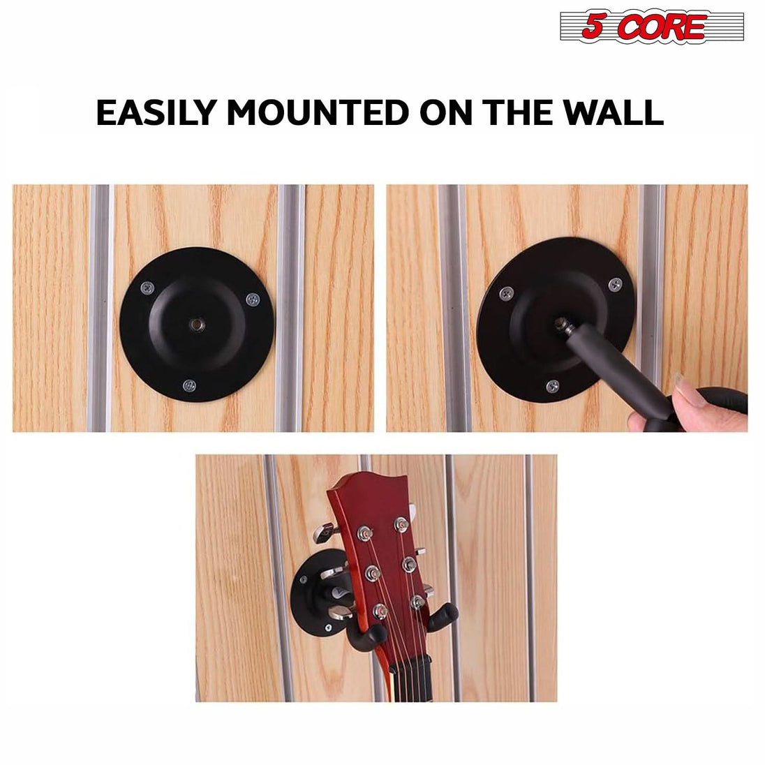 5 Core Guitar Wall Mount Hanger Display Guitar Wall Holder Hook w Screws Soft Padding