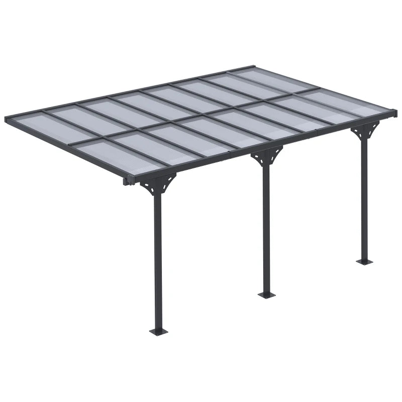 Outsunny 14' x 10' Outdoor Hardtop Pergola Gazebo with Polycarbonate Roof Adjustable Height, Aluminum Frame, UV Protection, Grey