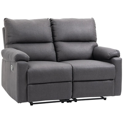 HOMCOM Loveseat Recliner Sofa, 2 Seater Reclining Chair with Footrest and Split Backrest, Dark Grey 