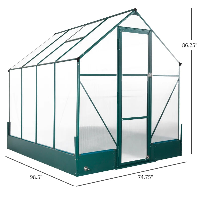 Outsunny 8.2' x 6.2' Greenhouse Aluminum Frame with Temperature Controlled Window 