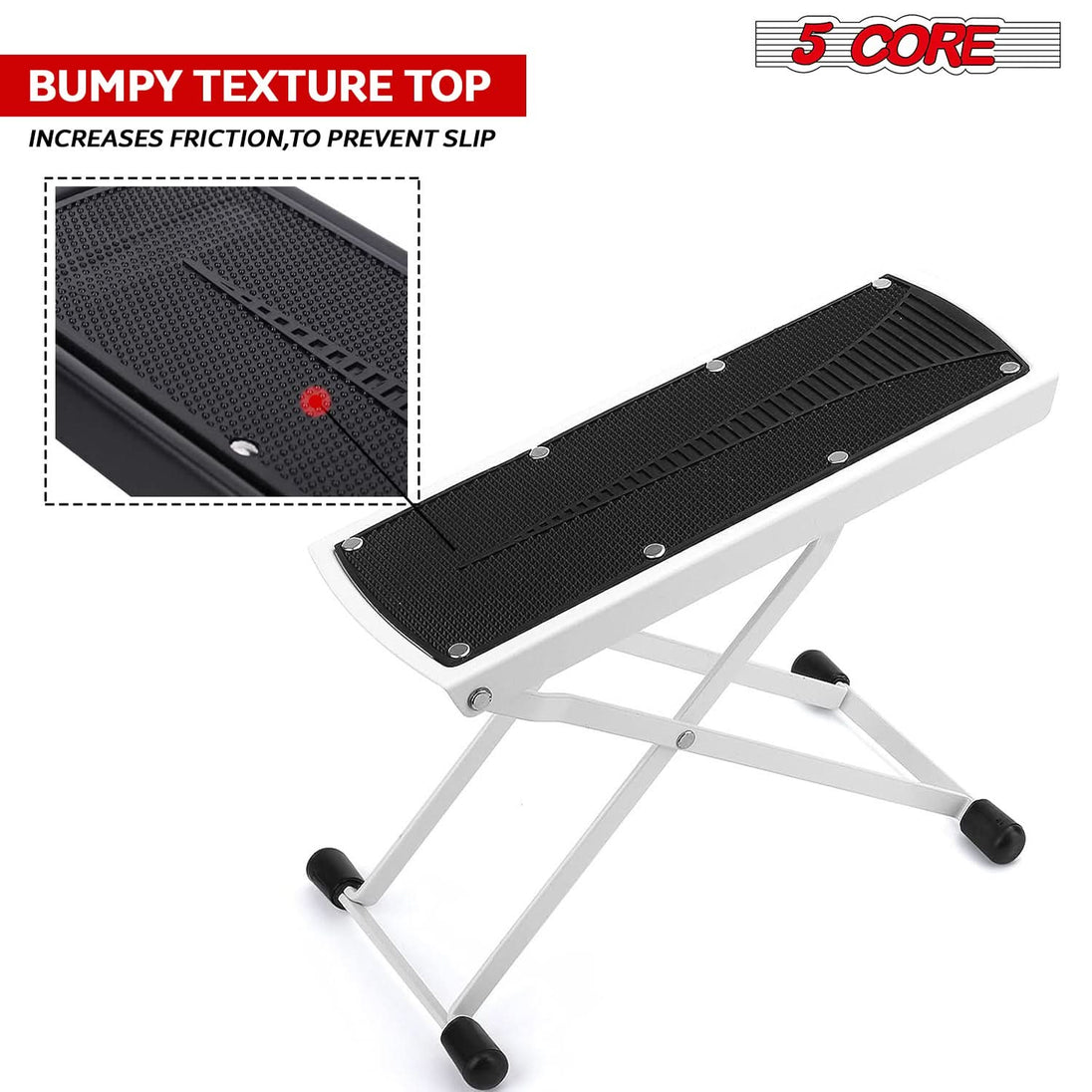 5Core Guitar Foot Stool Height Adjustable Folding Leg Rest Classical Footrest