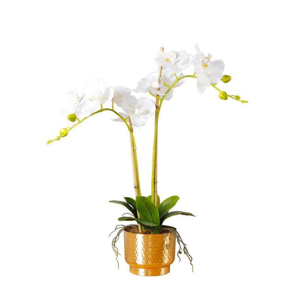 Gladiola Faux Potted Orchid Floral Arrangement 24 Inches 