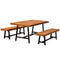 Outsunny 71'' Outdoor Picnic Table and Bench Set, Rustic Acacia Wood Beer Table Set for Patio, Backyard, Poolside, Natural Red Wood