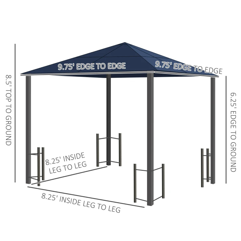 Outsunny 10' x 10' Hardtop Gazebo with PC Board Roof and Aluminum Frame, Patio Gazebo with Curtains and Netting for Party Wedding Marquee Tent, Black 