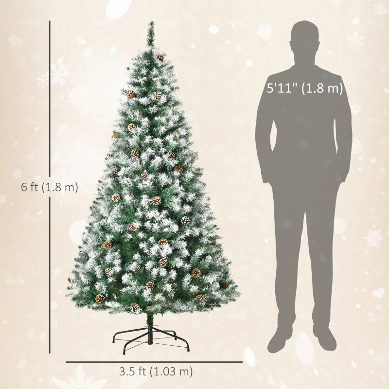 HOMCOM 6ft Prelit Artificial Christmas Tree – Warm White LED Lights, Auto Open Design, White Slim Holiday Décor 