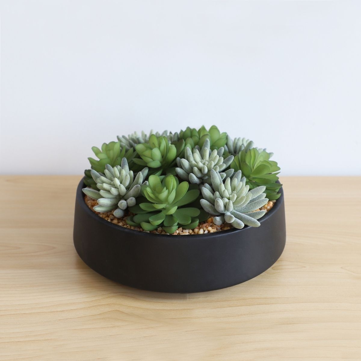 Kae Artificial Succulent Arrangement in Low Black Pot 
