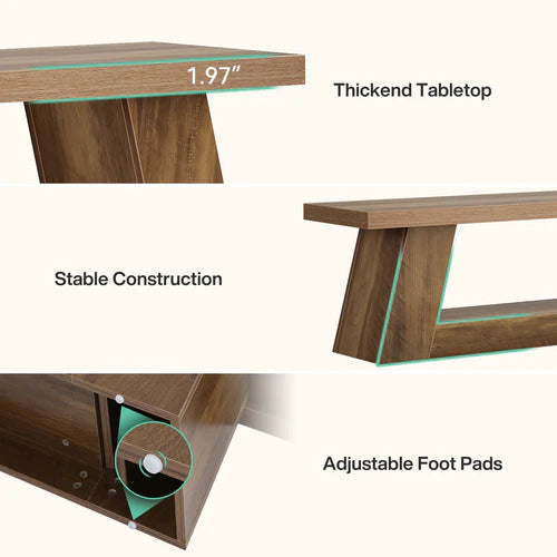 63" Farmhouse TV Stand for Up to 75" TVs, Media Console Table with 2-Tier Storage Shelves Rustic Brown