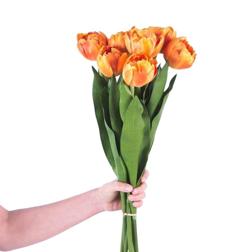 Arleta Artificial Orange Tulip Bouquet 23''X 8'' (Set Of 8) 