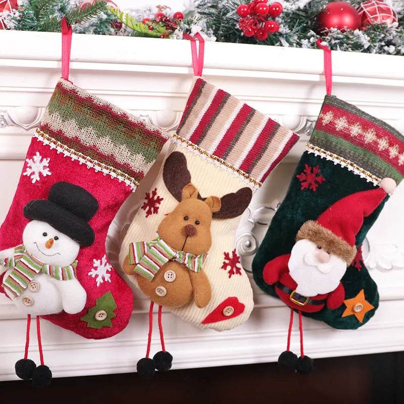 Christmas Stockings Gift Bag Flannel Small Size Hanging Decorations 