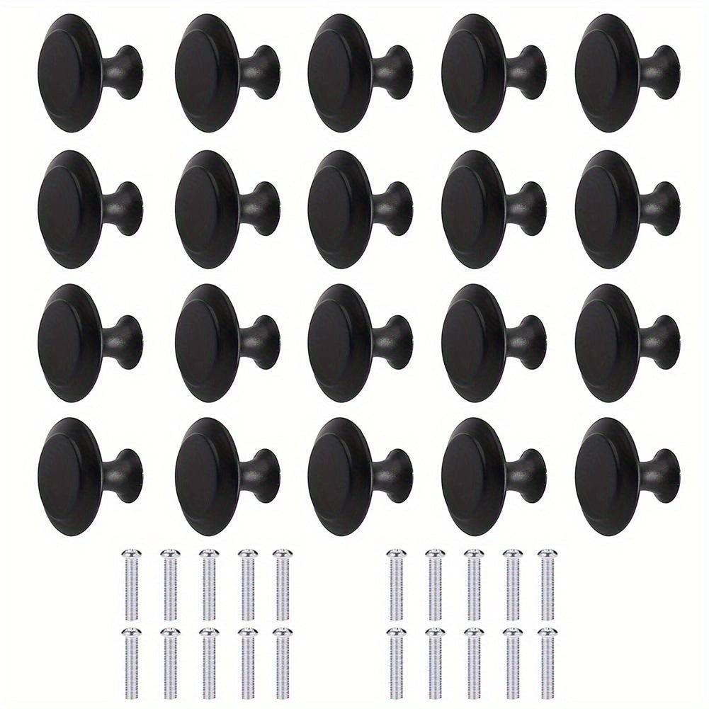 20pcs Matte Stainless Steel Cabinet Handles - Easy Install, Round Door Knobs for Kitchen & Bathroom Cupboards 
