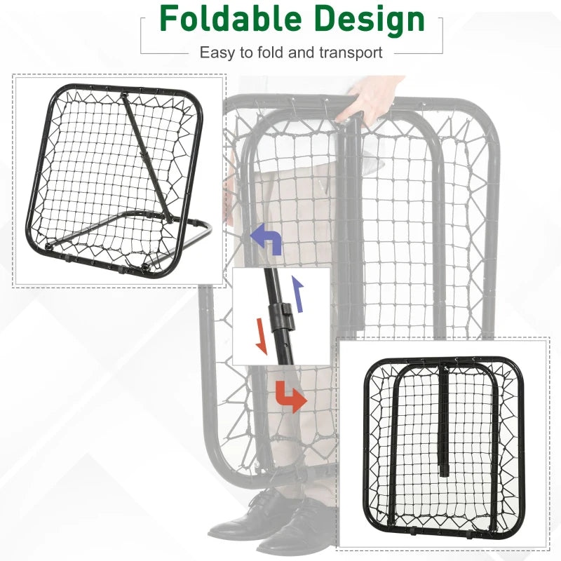 Soozier Soccer Rebounder Net, 3' x 3', Angle Adjustable Baseball Rebounder Net Training Equipment Aid with Quick Folding Design for Teens & Adults, Kickback Target Goal Play