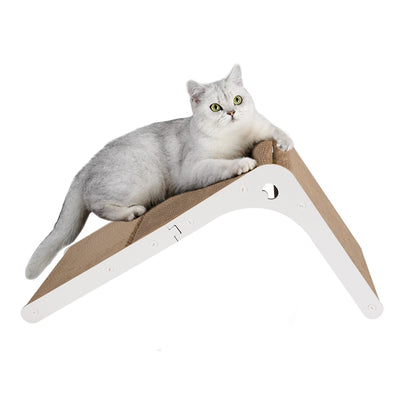 Indoor L Shaped Cat Scratcher with Cat Interactive Toy Cardboard 23.62in High Lounge Bed Furniture Protector Cat Kitten Scratching Pad 