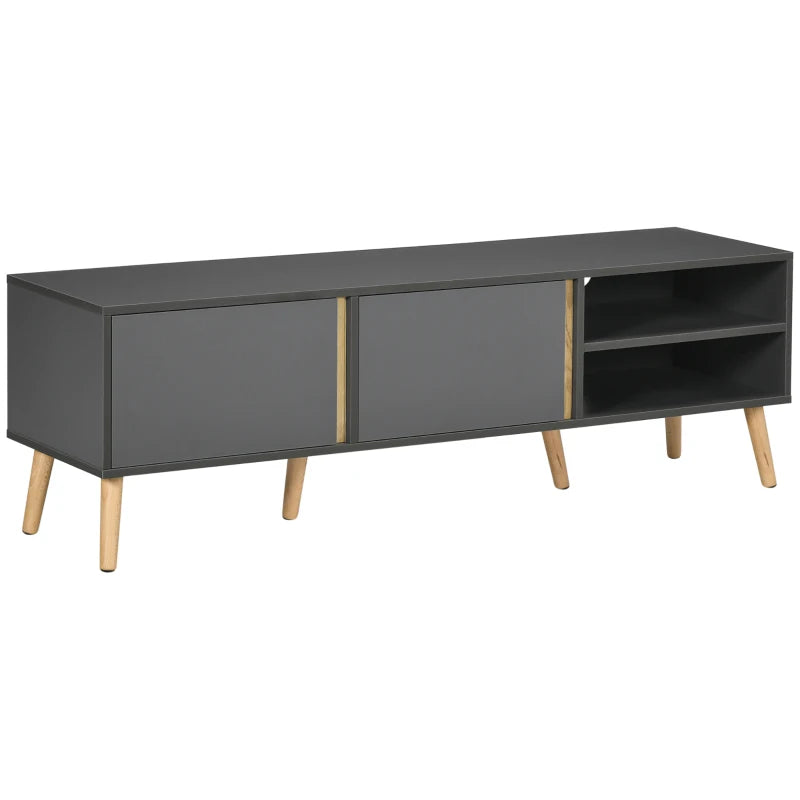 TV Stand for TVs up to 55", TV Cabinet with Shelves and Cable Holes, Entertainment Unit for Living Room, Dark Grey