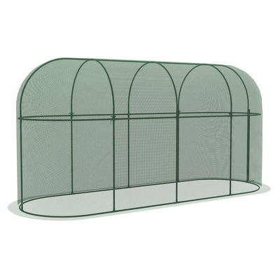 Outsunny Garden Plant Protector Tent 9.8' x 3.3' Crop Cage with Zipped Door Ground Stakes Yard Lawn 