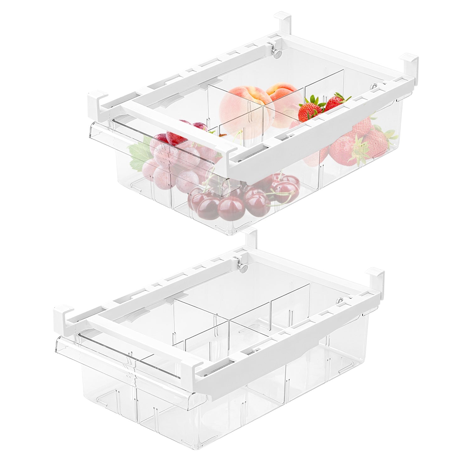 2Pcs Refrigerator Egg Drawer 36 Egg Capacity Snap On Hanging Storage Tray Space Saving Pull Out Egg Container Organizer 