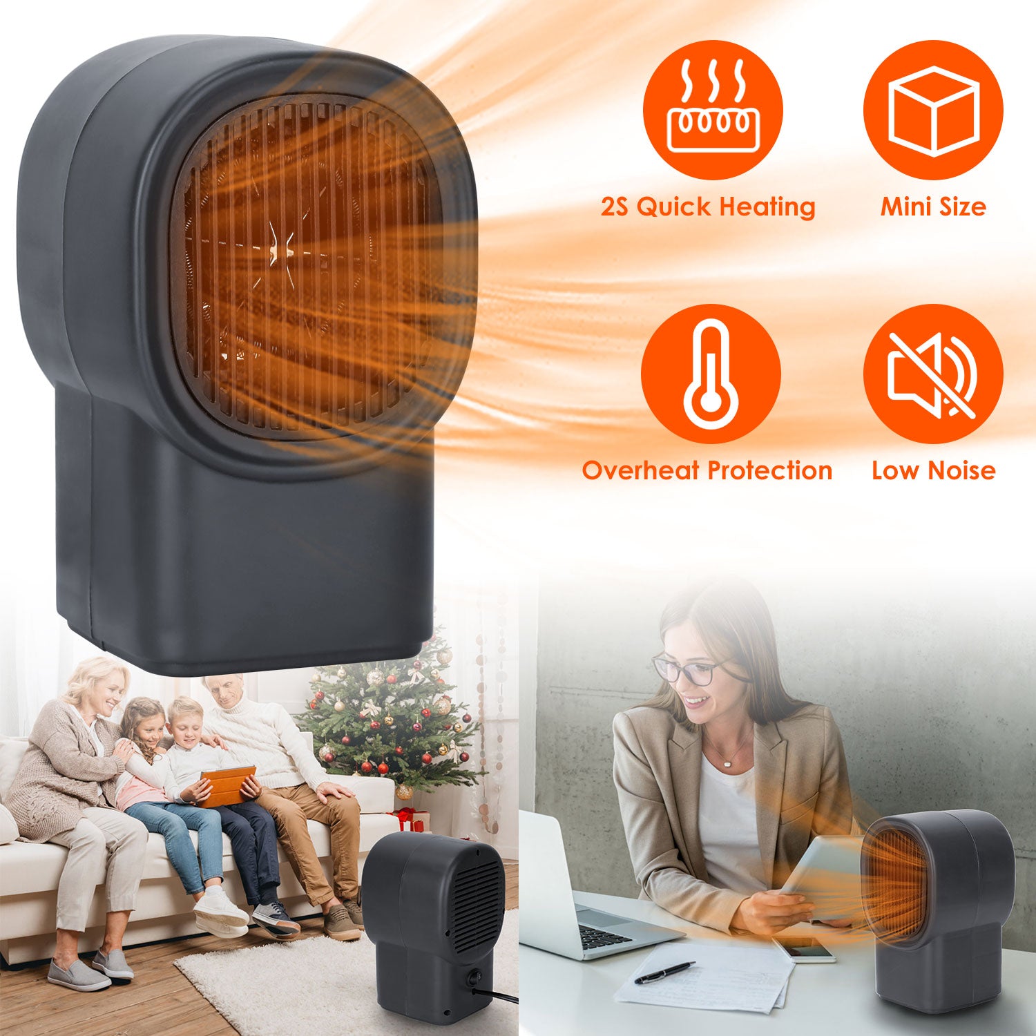 500W Portable Electric Space Heater Mini Desktop Fan Heater Personal Small Space Heater for Home Office