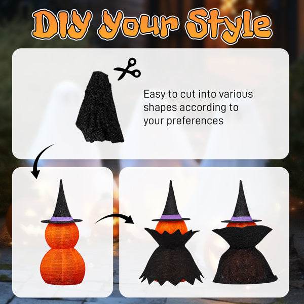 2Packs 3FT Halloween Collapsible Lighted Pumpkin Decoration, 176 LED Pop-Up Pumpkin Lamp With Cape, Plug In Halloween Jack-O-Lantern With Metal Stand For Indoor Outdoor Garden Patio Party Decor 
