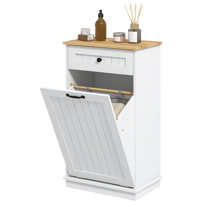 HOMCOM Modern Bathroom Storage Cabinet Hamper Fabric Basket Drawer Washroom Laundry Room White 