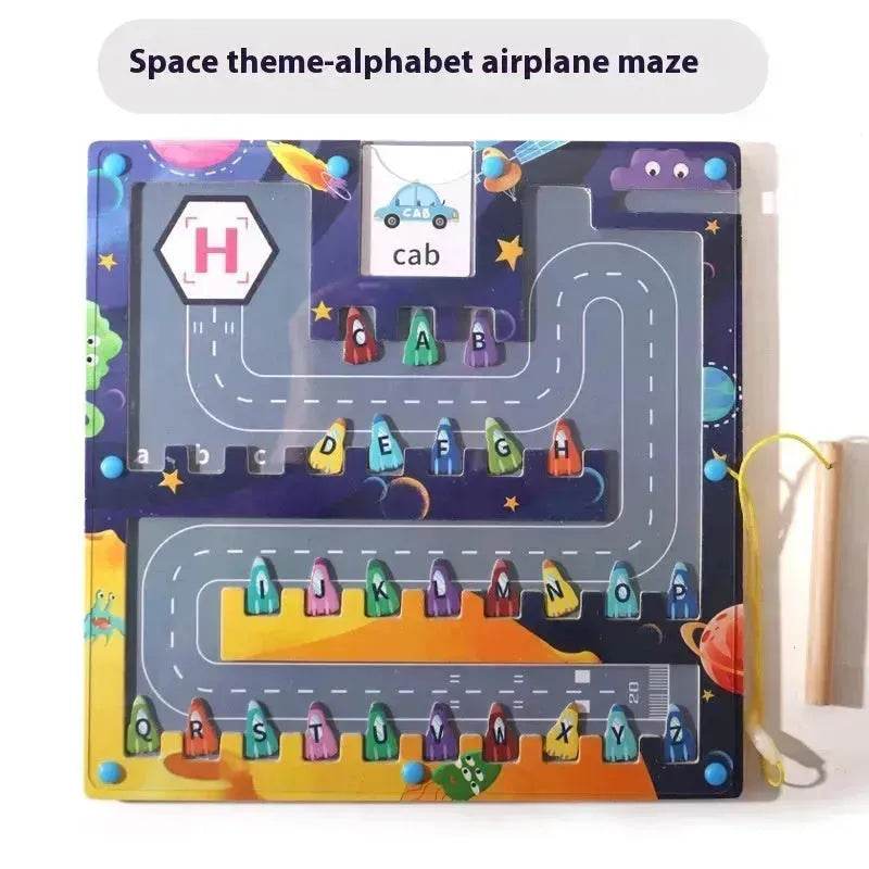 Magnetic Letters Matching Walking Parking Maze Letters Early Cognitive Montessori Educational Toys 