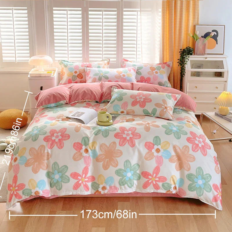 3 Piece Spring Floral Duvet Cover Set For Women Adults Home Bedroom Flowers Bedding Set With 2 Pillowcases Twin Full Queen King Size 
