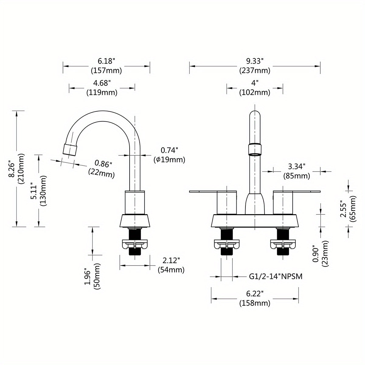 1pc Bathroom Face Basin Faucet, Bathroom Washbasin Faucet, 4 Inch Double Handle Face Basin Faucet 