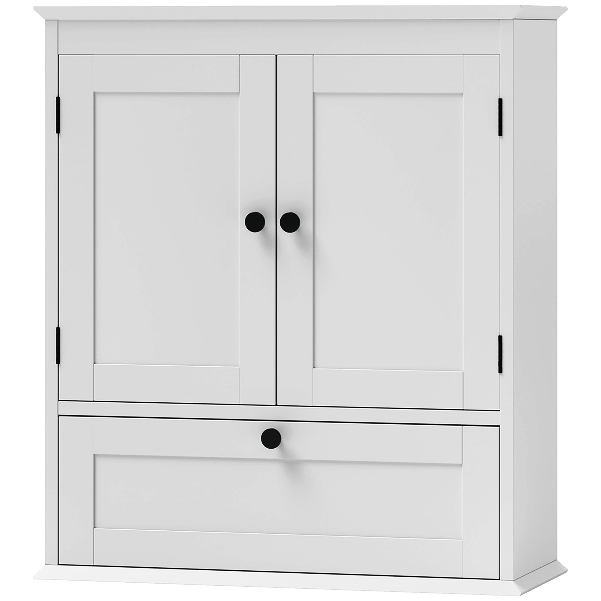 HOMCOM Medicine Cabinet with Adjustable Shelf, Bathroom Wall Cabinet Bathroom Cabinet with Recessed Panels, White 