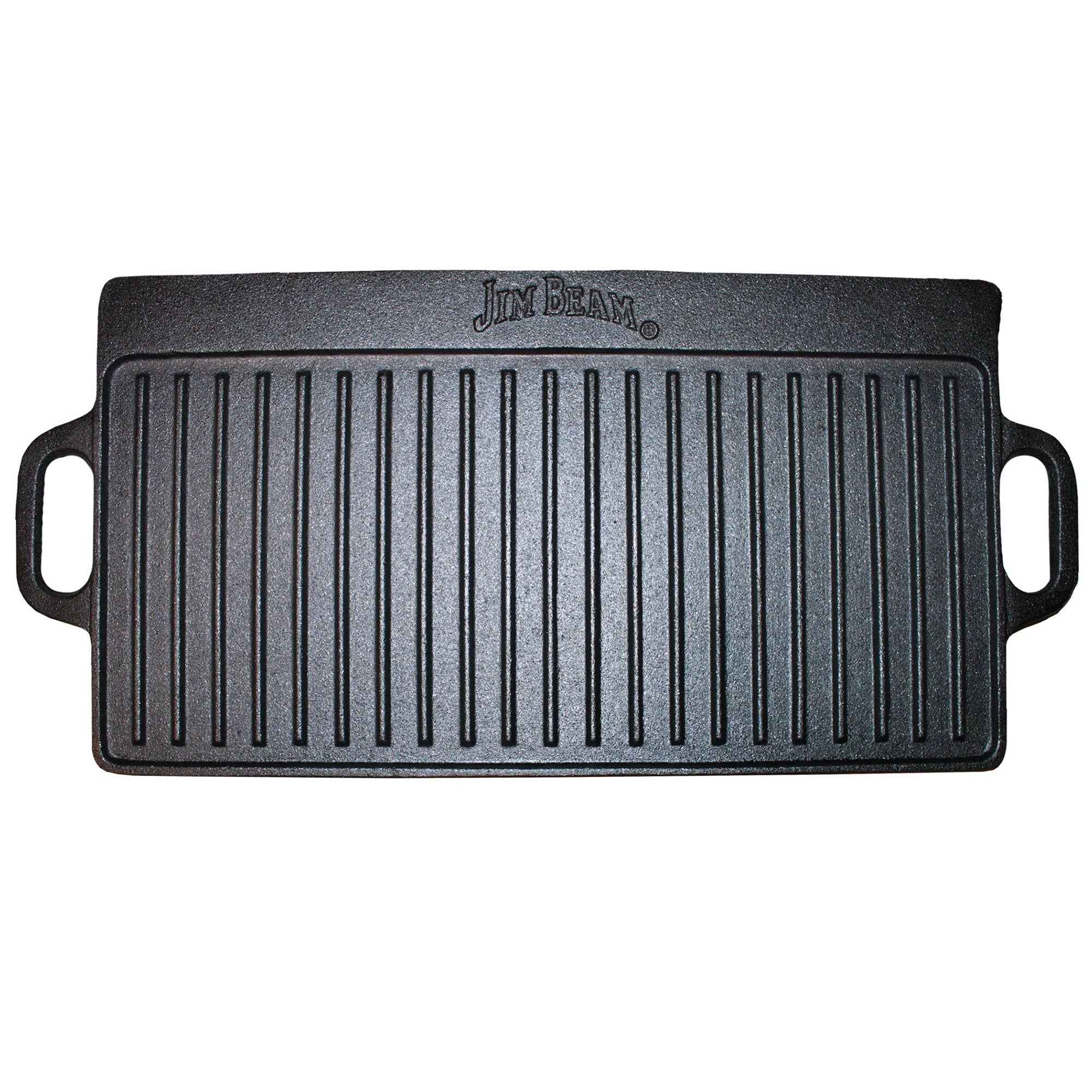 Jim Beam Pre Seasoned Double Sided Cast Iron Griddle Pan 
