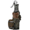 Rustic Waterfall Fountain with Old Fashion Pump Barrel Wheel, 3-Tier Cascading Outdoor Fountain with Adjustable Flow, Decorative Water Feature for Zen Garden, Deck, Porch