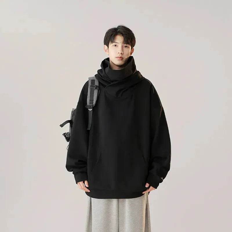 Autumn Winter Oversized Turtleneck Hoodie  Pullover for mens 