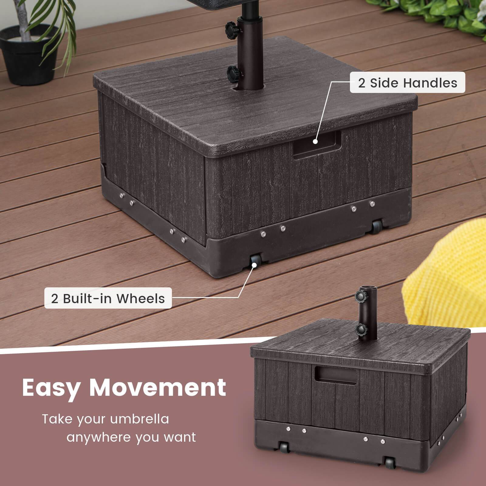 Multigot Patio 175lbs Fillable Umbrella Base w/Table Tray Wheeled 3-in-1 Stand Outdoor 