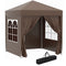 Outsunny 6.6x6.6ft Pop Up Party Tent Outdoor Folding Gazebo Canopy with Side Walls Brown