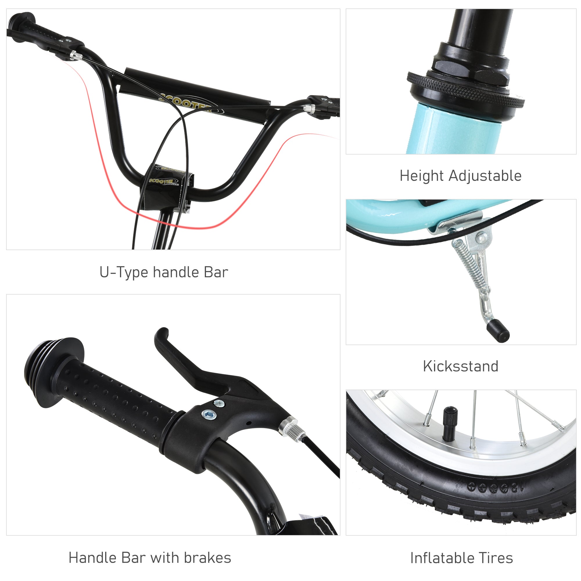 Aosom Youth Scooter Street Scooter for Teens w/ 12'' Inflatable Front Wheel Dual Brakes for 5+ Year Old Kids 