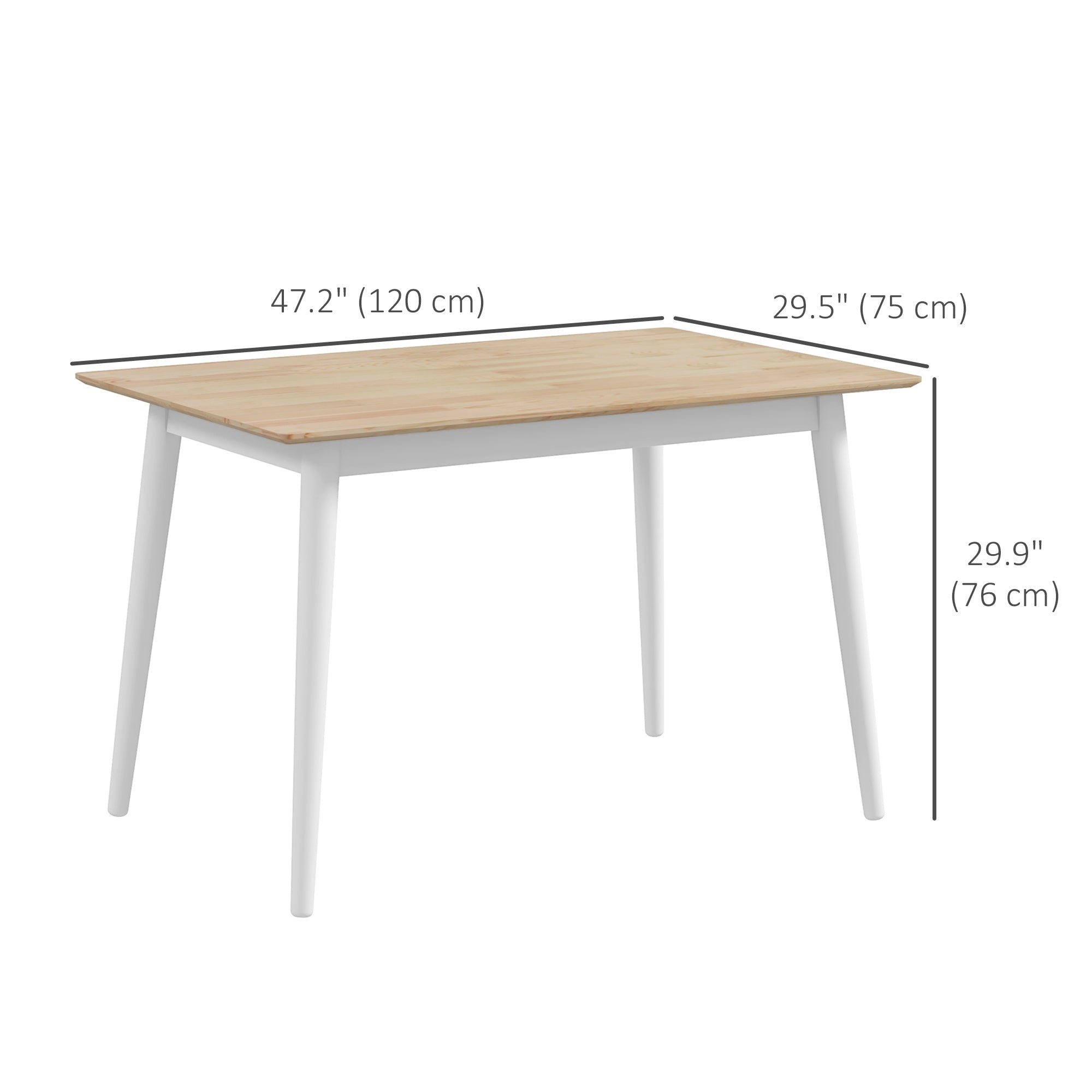 HOMCOM 47" x 30" Farmhouse Dining Table Pine Wood Frame Space Saving Kitchen Table Natural Finish 