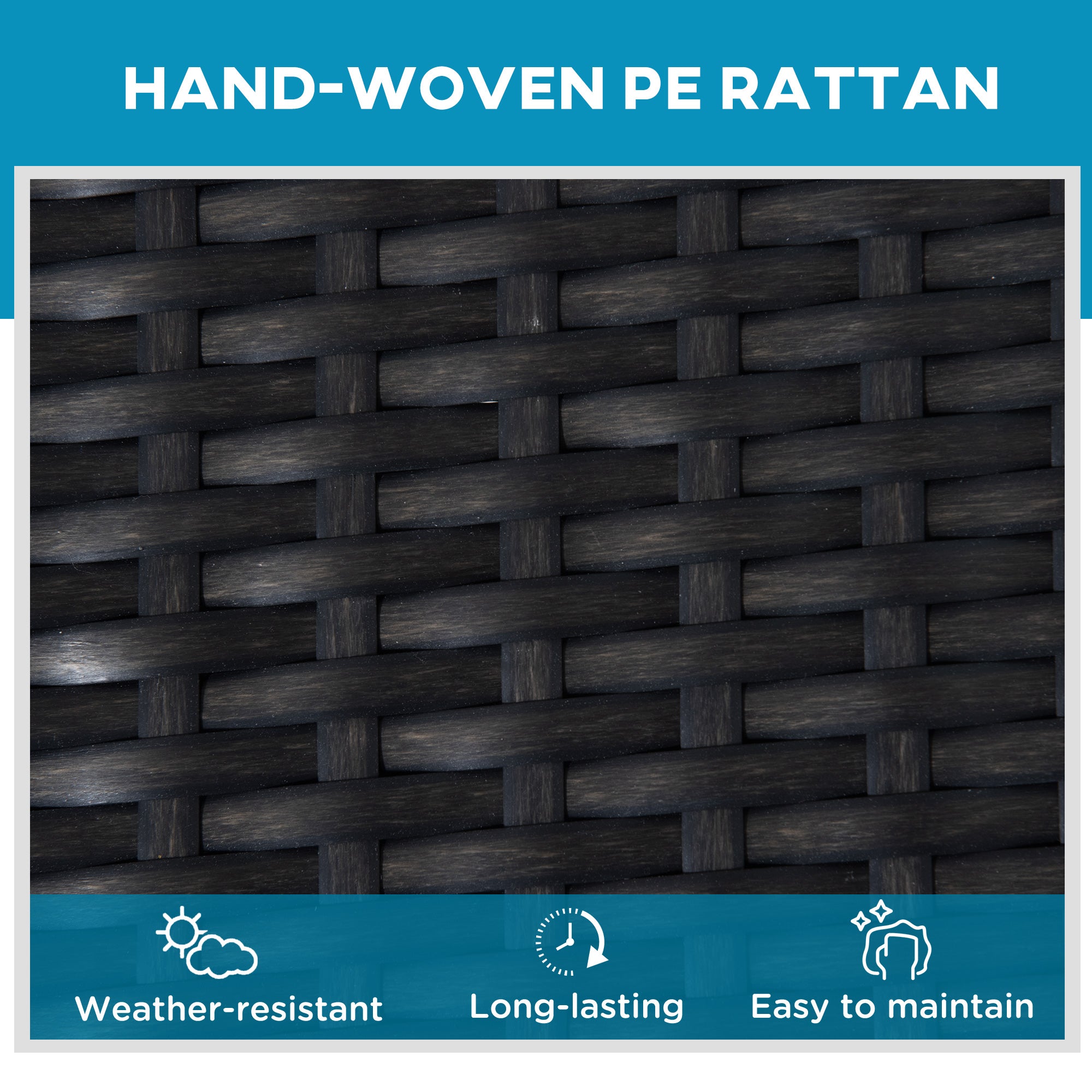 Outsunny Outdoor PE Rattan Wicker Sun Chaise Lounger Recliner Garden Chair with 5-Level Adjustable Backrest and 2 Wheels, Dark Blue 