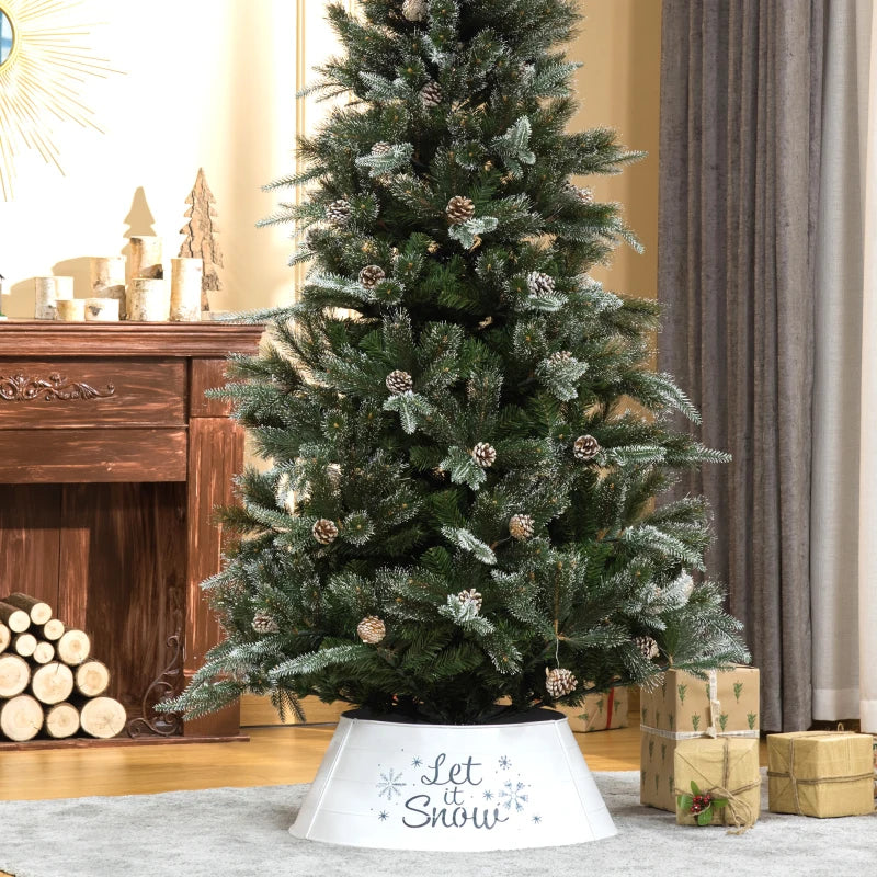 HOMCOM 26" Metal Christmas Tree Collar – Round Tree Ring in White for Holiday Home Decoration 