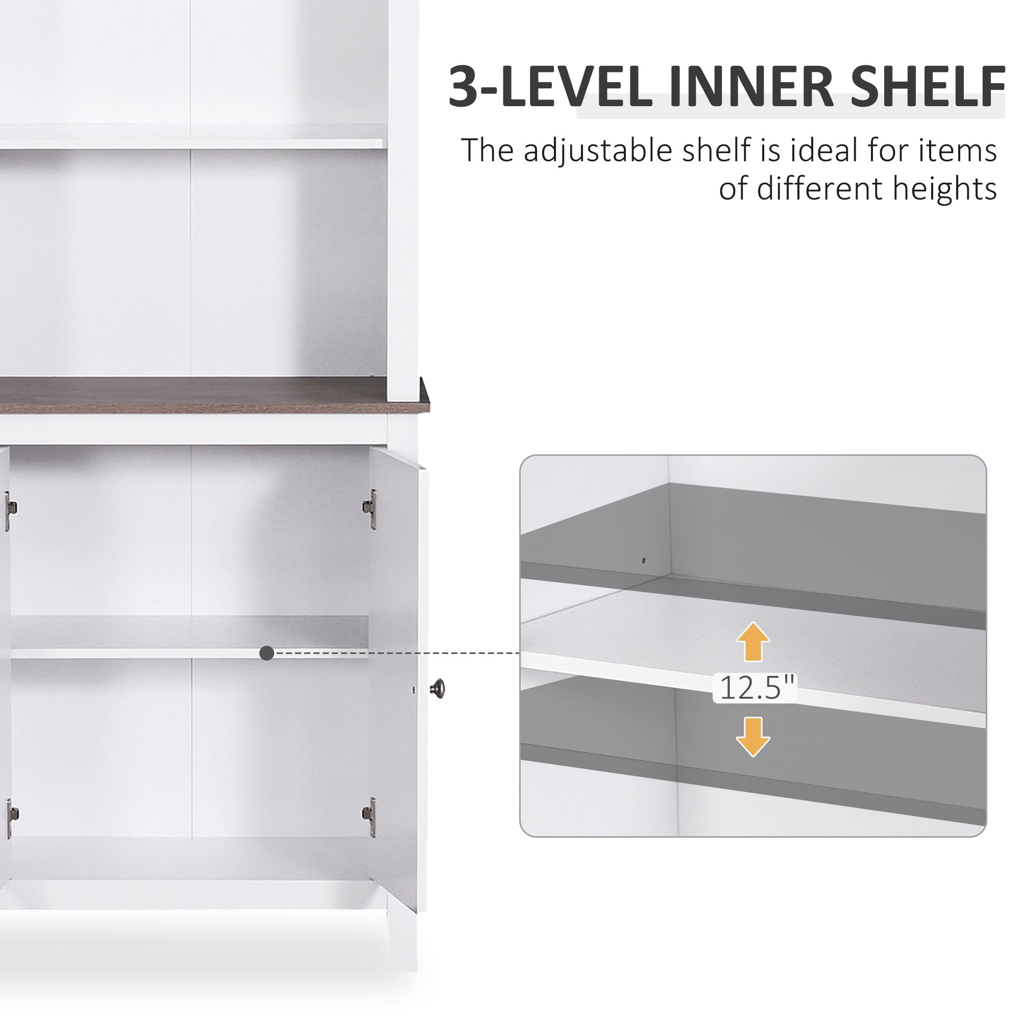 HOMCOM Vertical Storage Marvel: 69" Freestanding Linen Tower Cabinet with Double Door Shelves for Kitchen, Buffet, Bookcase 