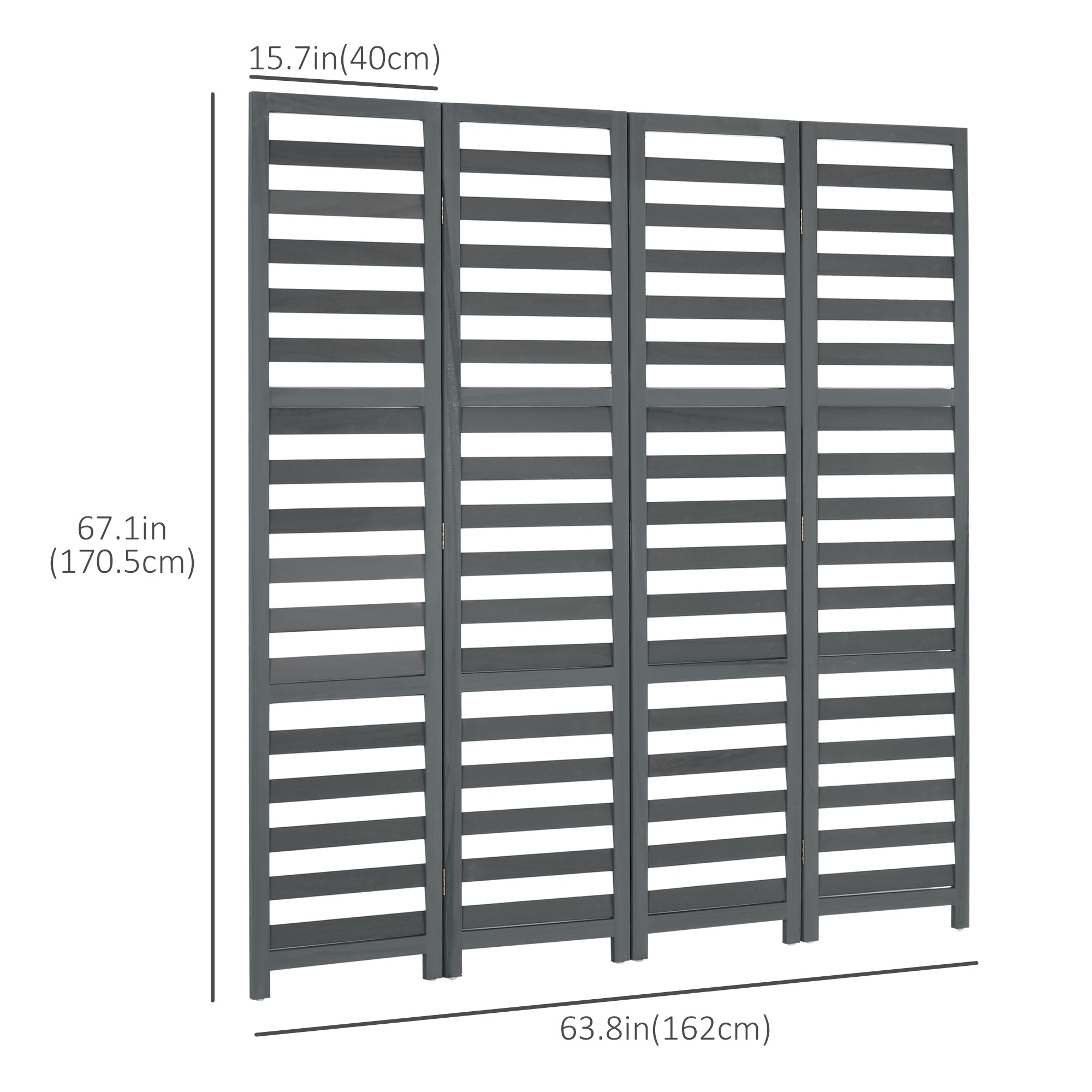 HOMCOM Privacy Panache: 5 Ft Tall 4-Panel Louvred Folding Room Divider for Bedroom, Indoor Space Partition 