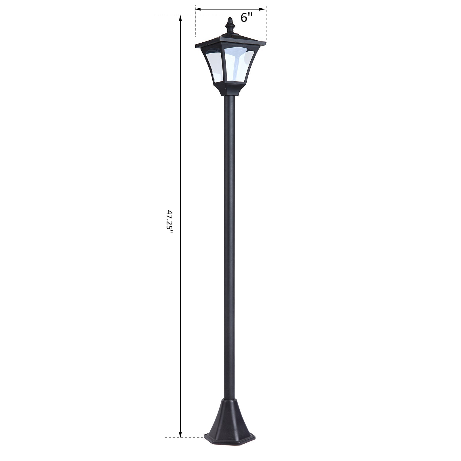 Outsunny Solar Powered LED Streetlight Style Outdoor Lamp Post Garden Light Waterproof 5-6 Hours with Base Walkway 